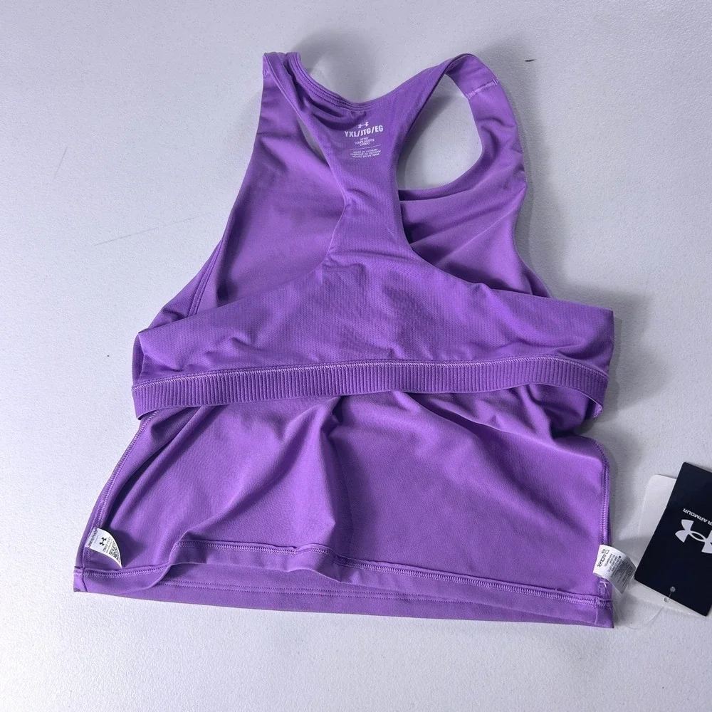 Under‎ Armour Girls YXL Motion Crop Tank Top 2-Pack Purple Pink High Neck NEW